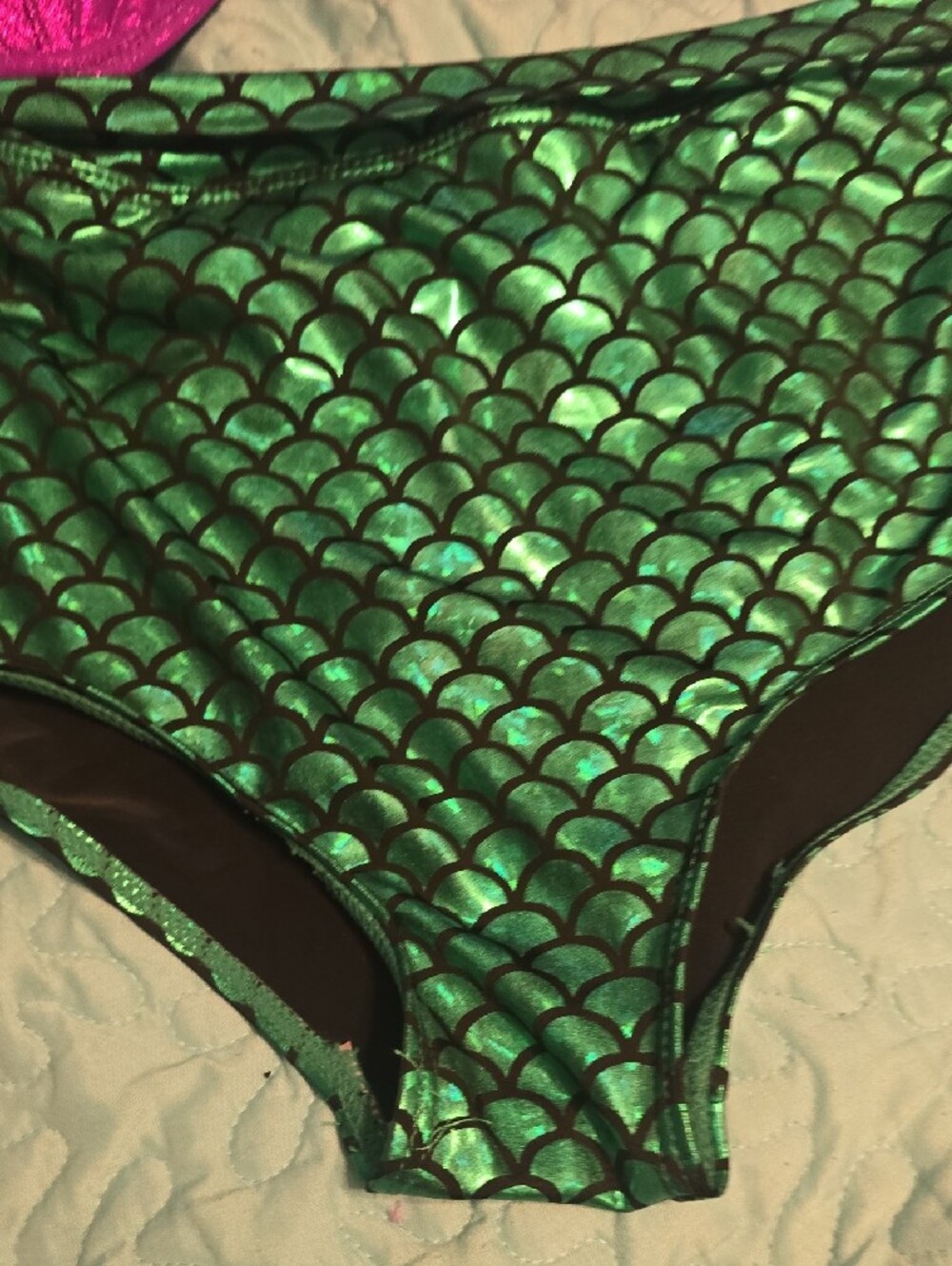 Disney Ariel Bikini: Purple Shells And Green Scale High Waist Bottoms - Picture 6 of 15